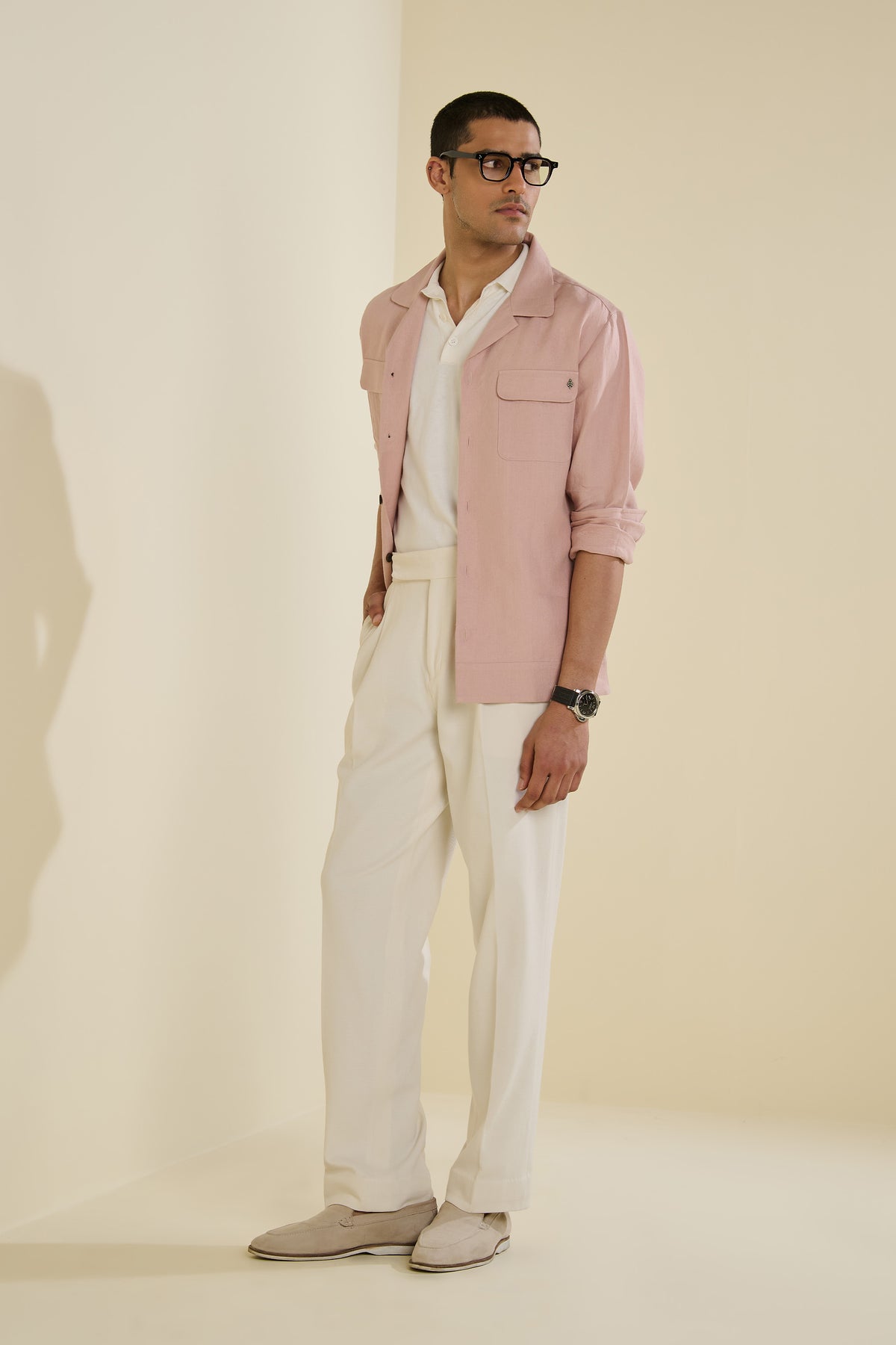Pink Linen Utility Shirt