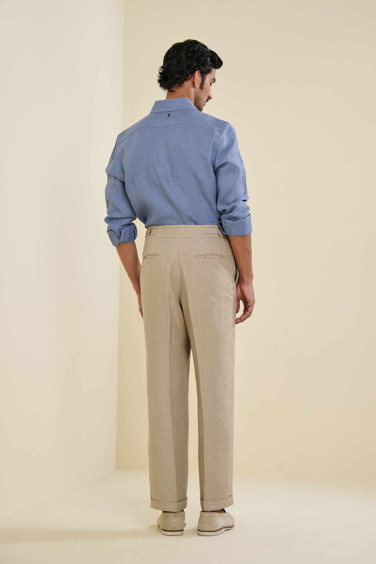 Blue Linen Embroidered Shirt