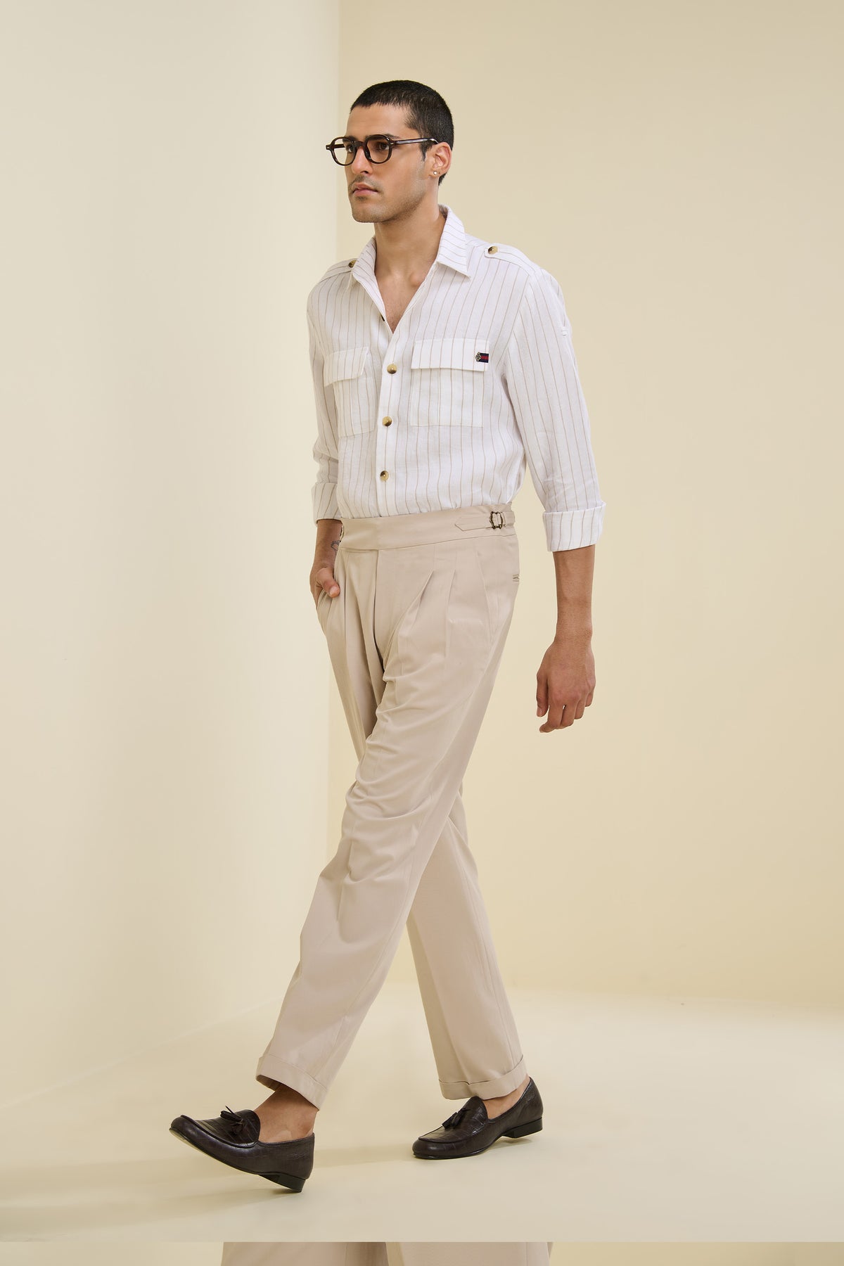 Off White Striped Utility Shirt