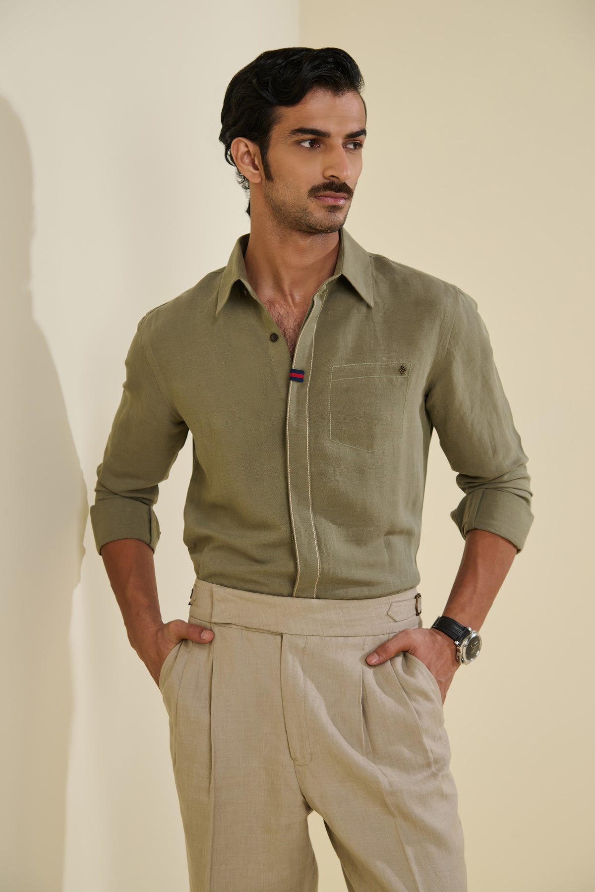 Sage Thread Detailed Shirt