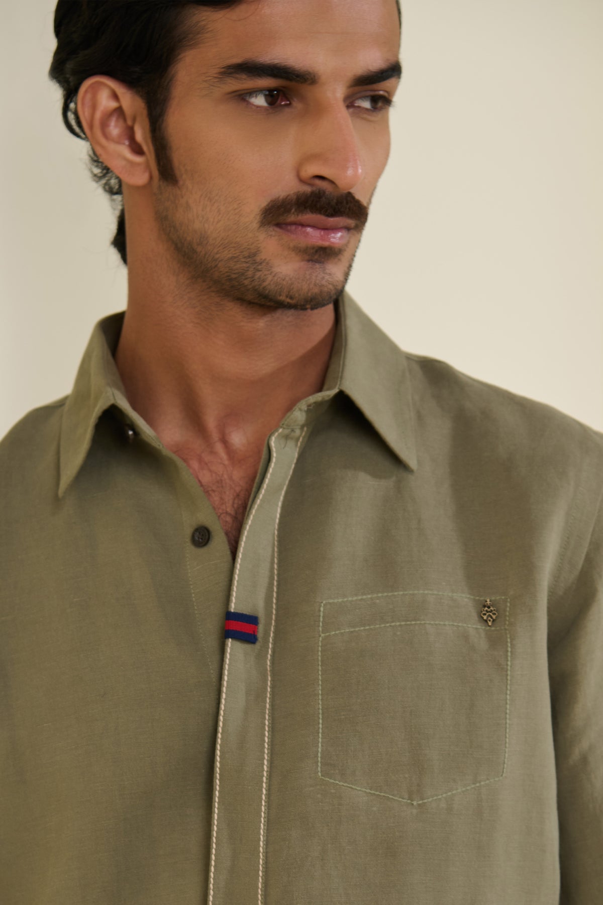 Sage Thread Detailed Shirt