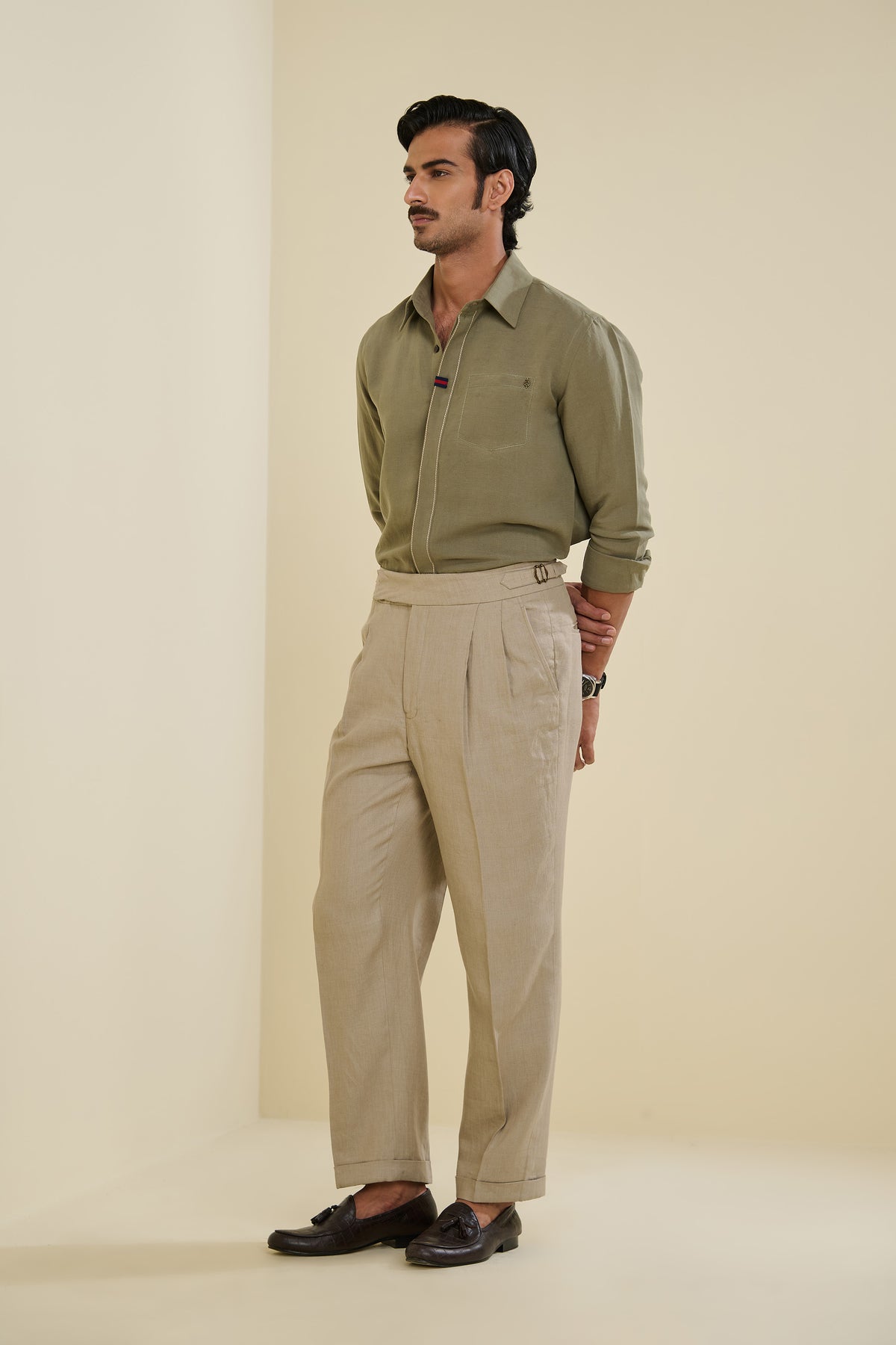 Sage Thread Detailed Shirt