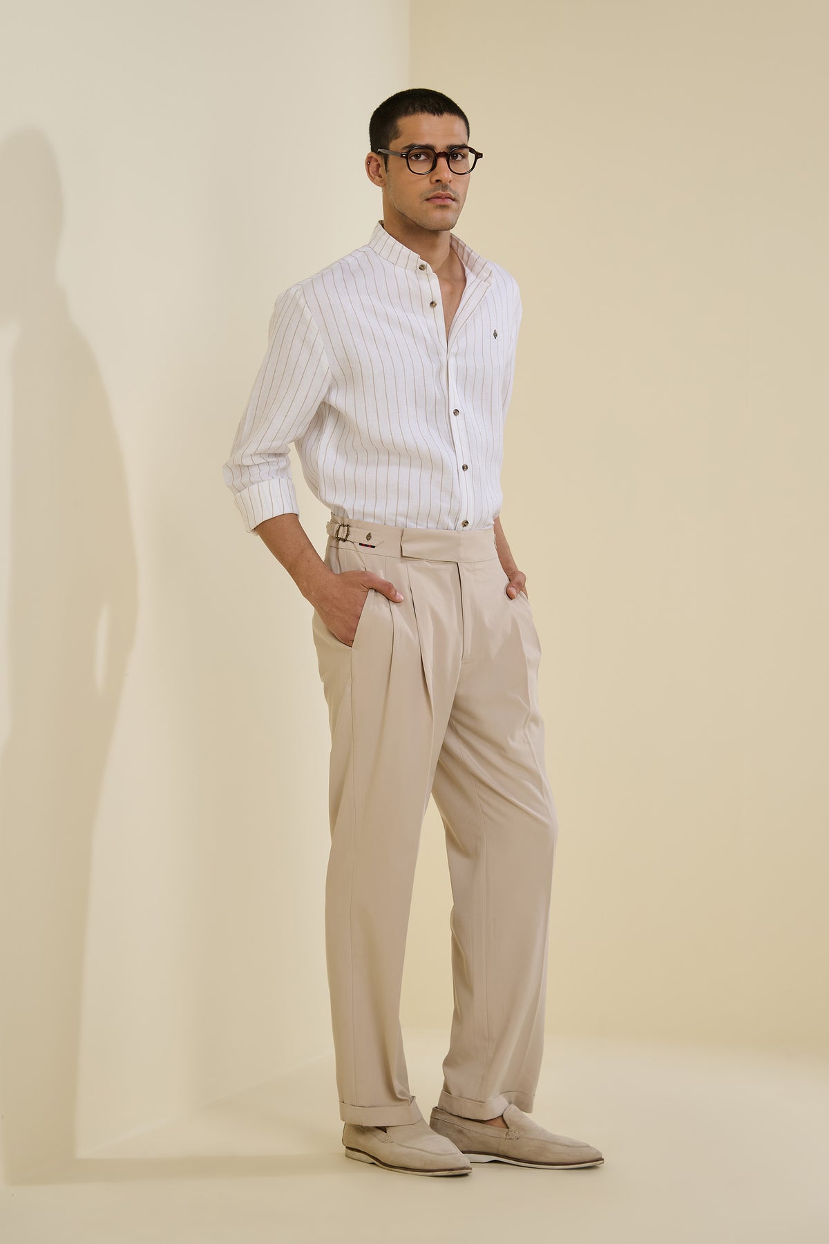 Off White Striped Linen Shirt