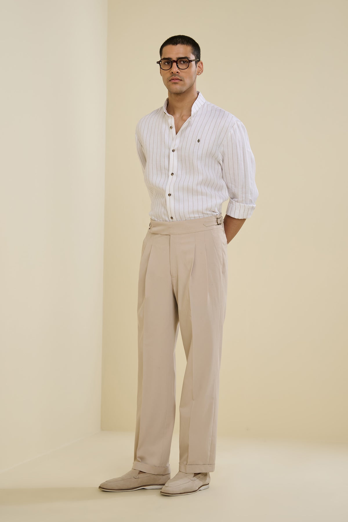 Off White Striped Linen Shirt