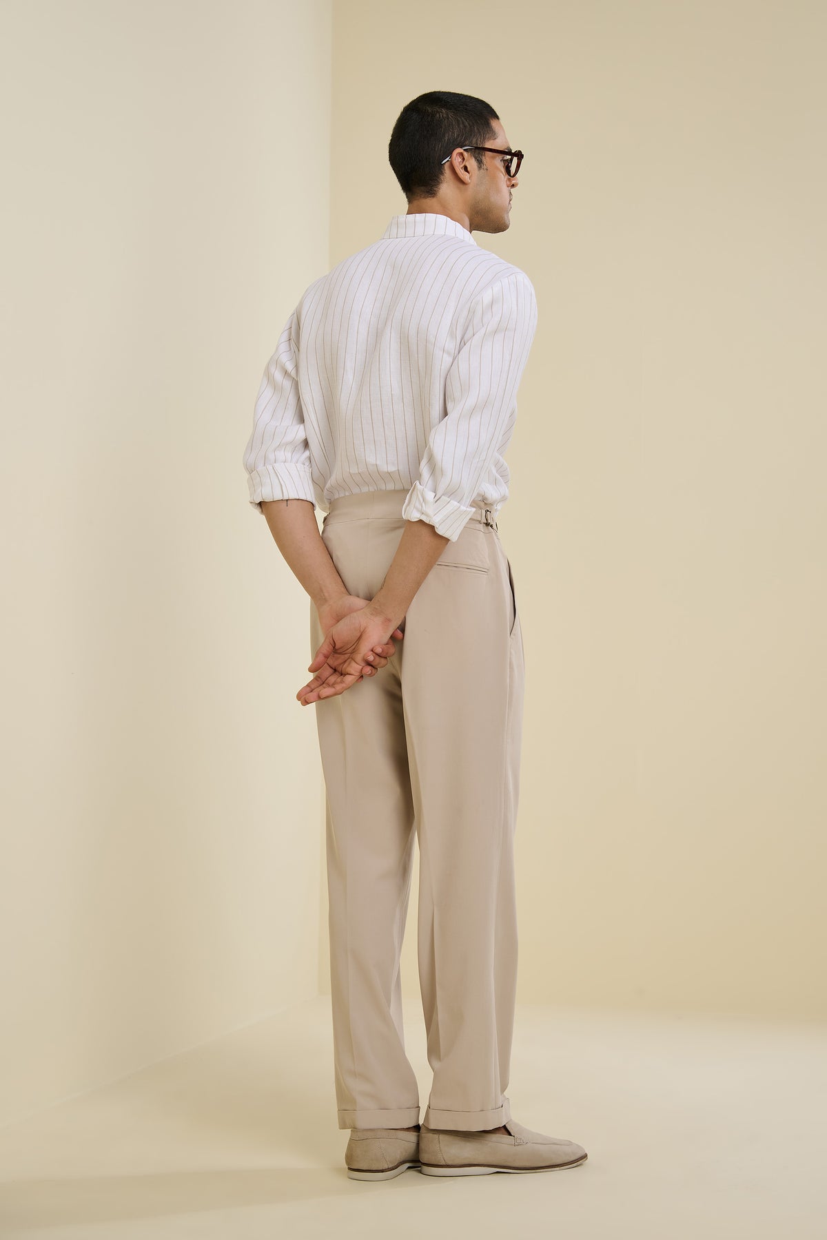 Off White Striped Linen Shirt