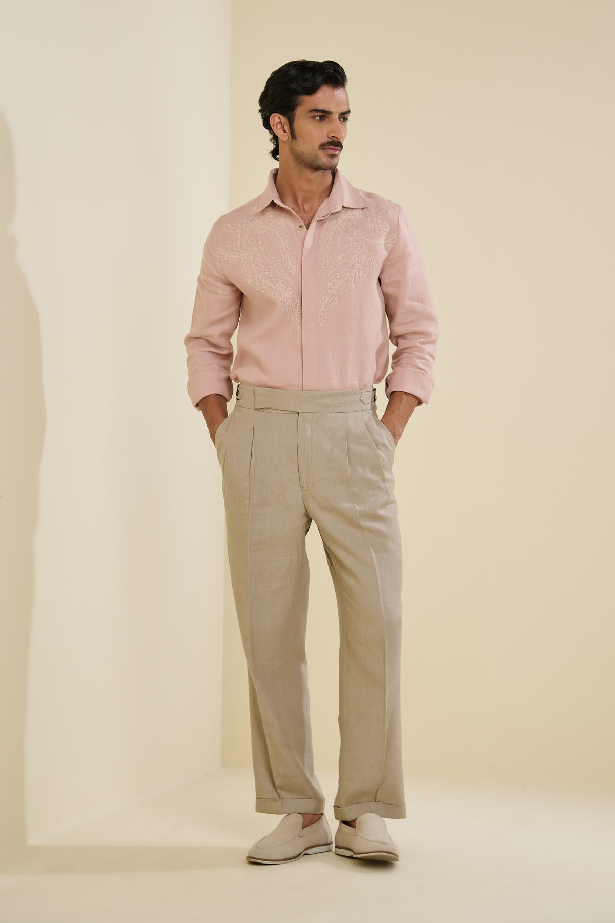 Pink Tonal Embroidered Shirt