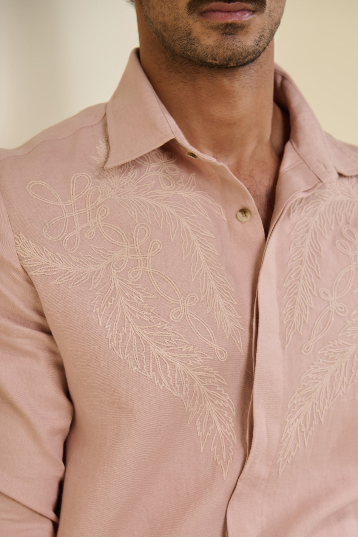 Pink Tonal Embroidered Shirt