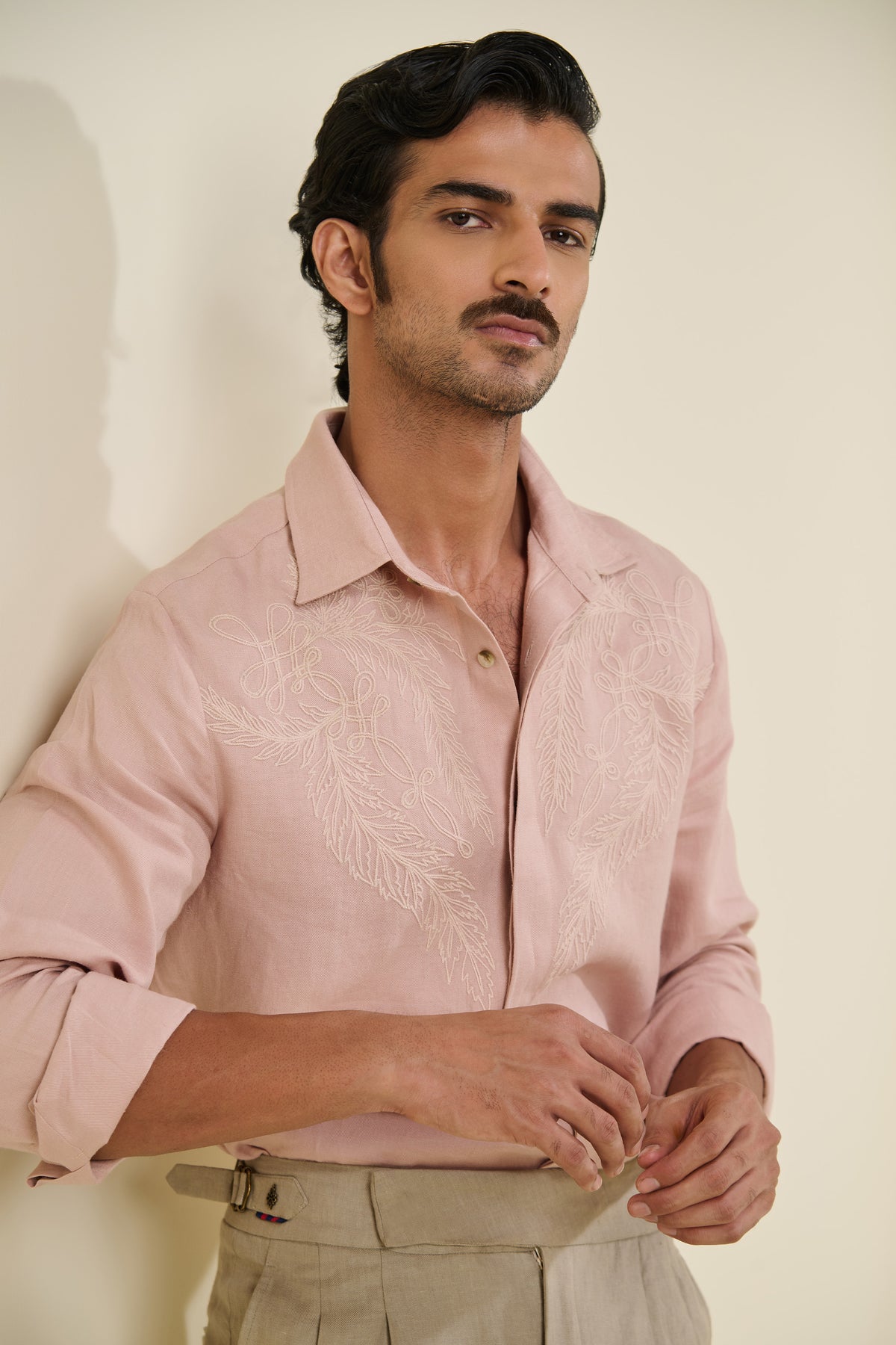 Pink Tonal Embroidered Shirt