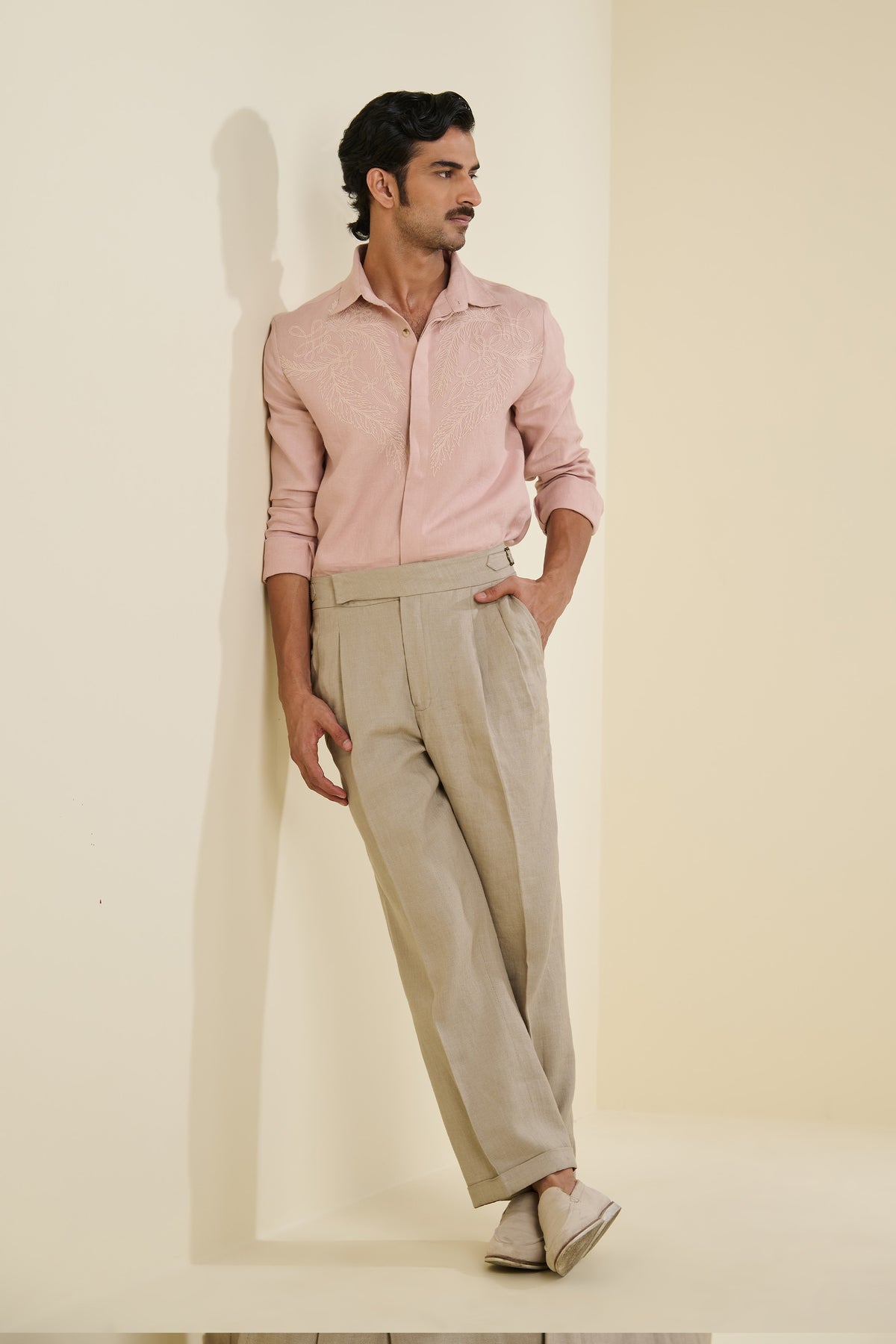 Pink Tonal Embroidered Shirt