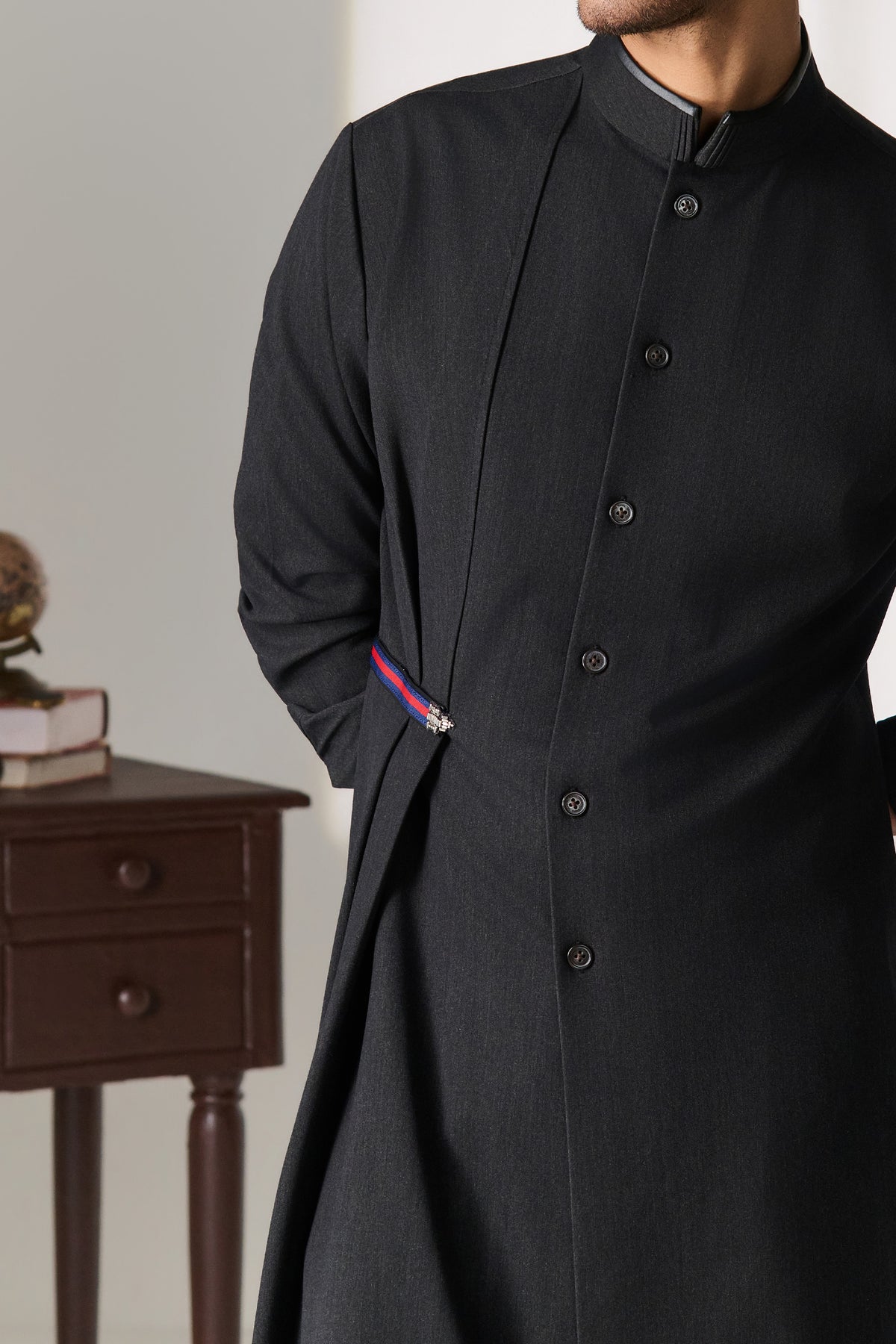 Grey Shirt Kurta With Side Panel