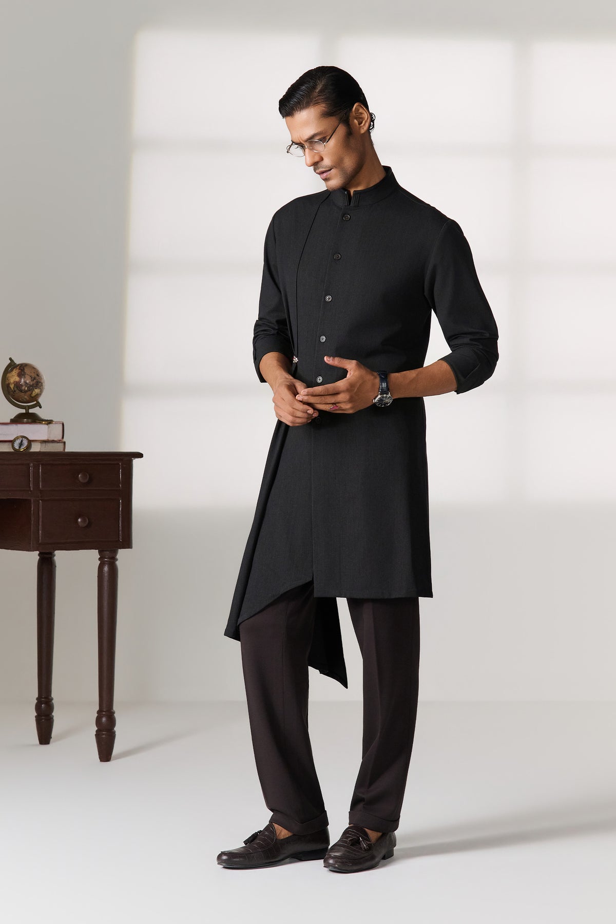 Grey Shirt Kurta With Side Panel