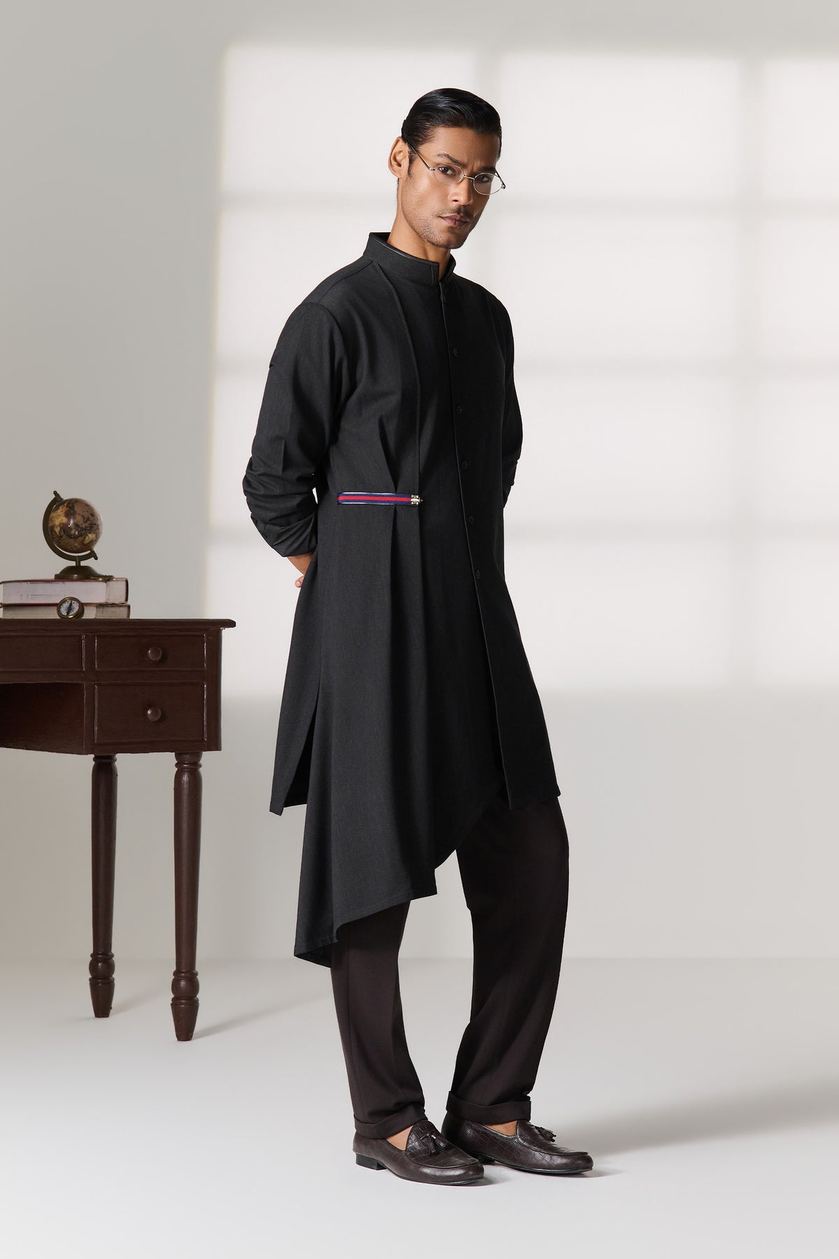 Grey Shirt Kurta With Side Panel