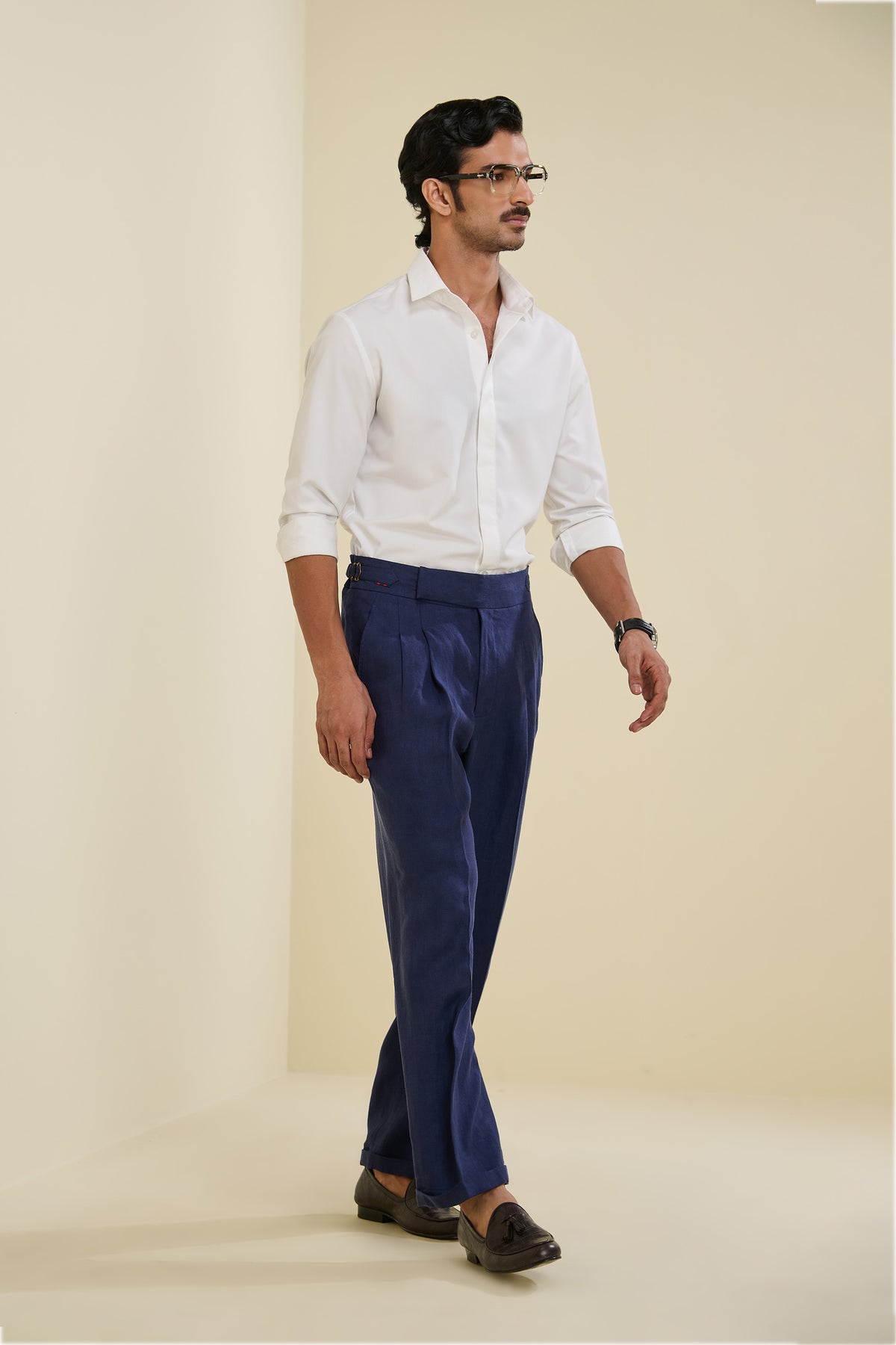 Navy Linen Trousers
