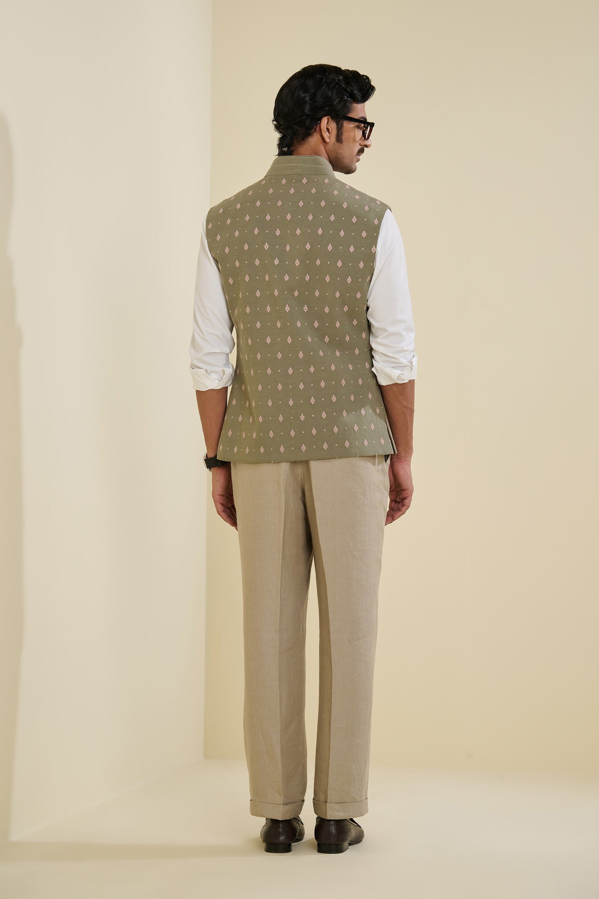 Sage Waistcoat with Motifs