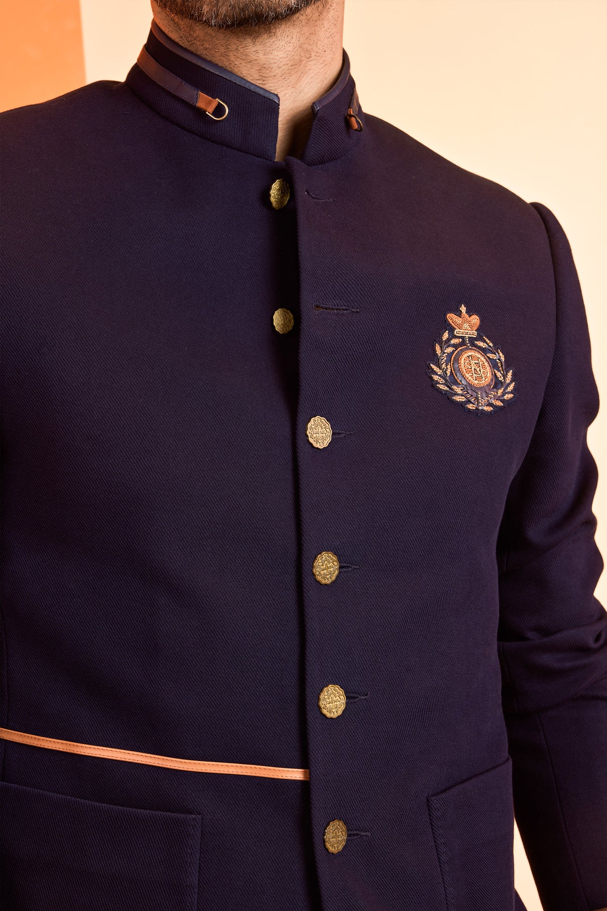 Structured Navy Bandhgala