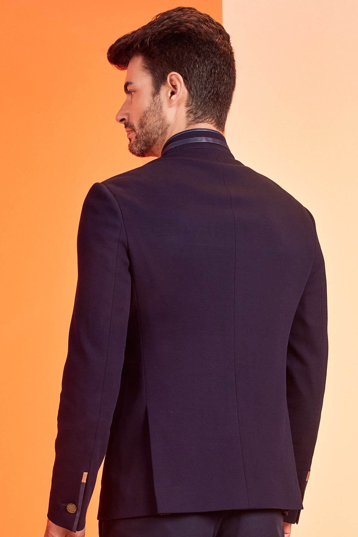 Structured Navy Bandhgala