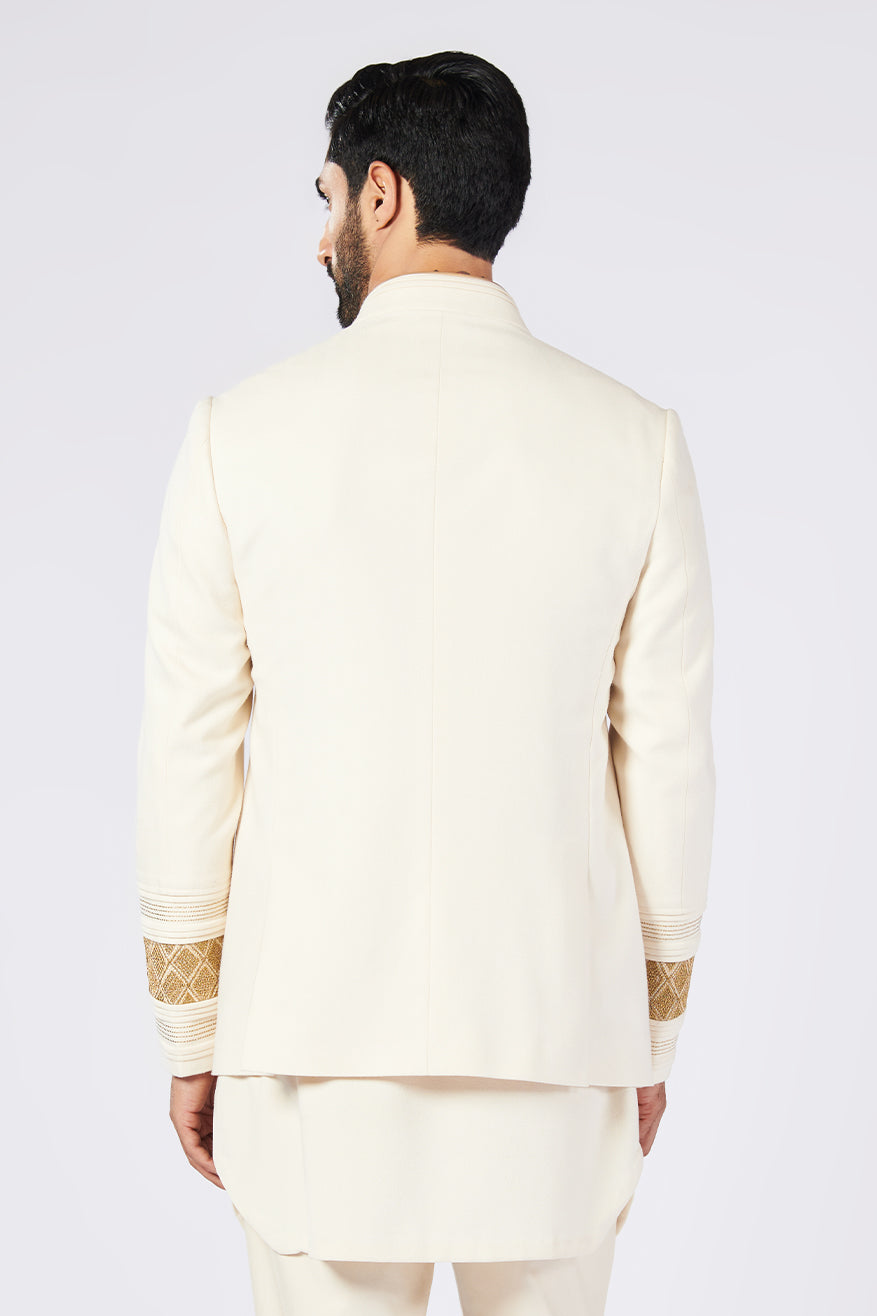Off White Bandhgala with Zari Details