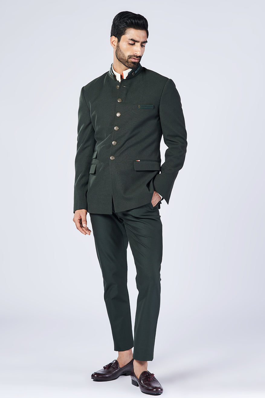 Military Green Bandhgala Jacket