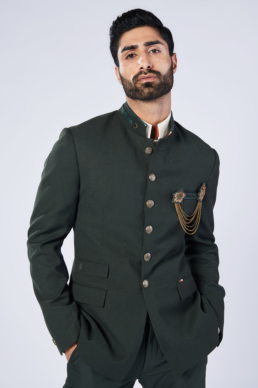 Military Green Bandhgala Jacket