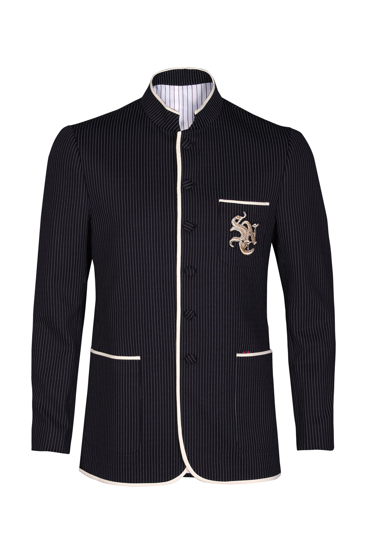 SNCC Stripe Bandhgala with Crest