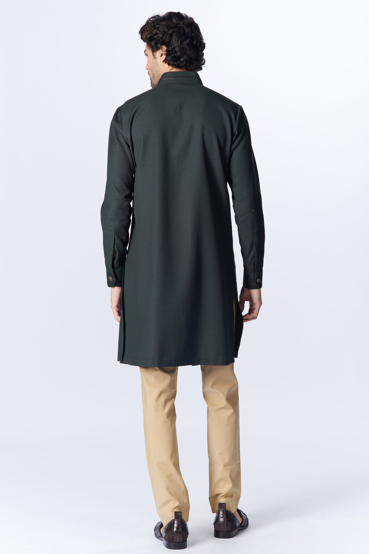 Military Green Crested Shirt Kurta