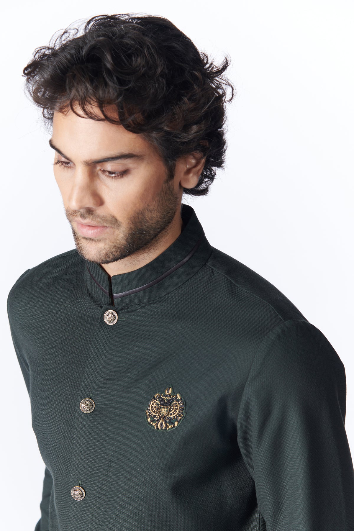 Military Green Crested Shirt Kurta