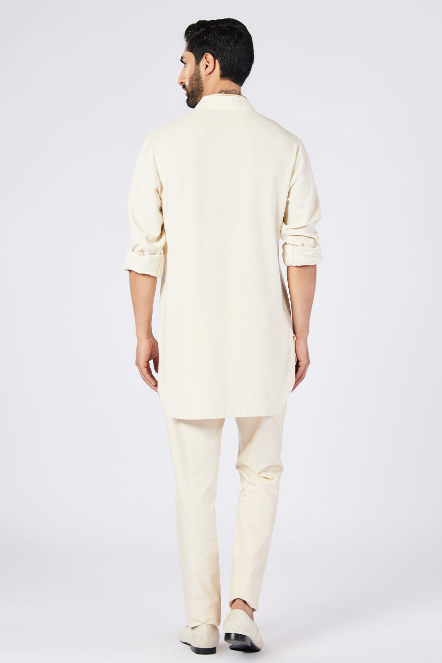 Off-White Kurta with Gold Detail
