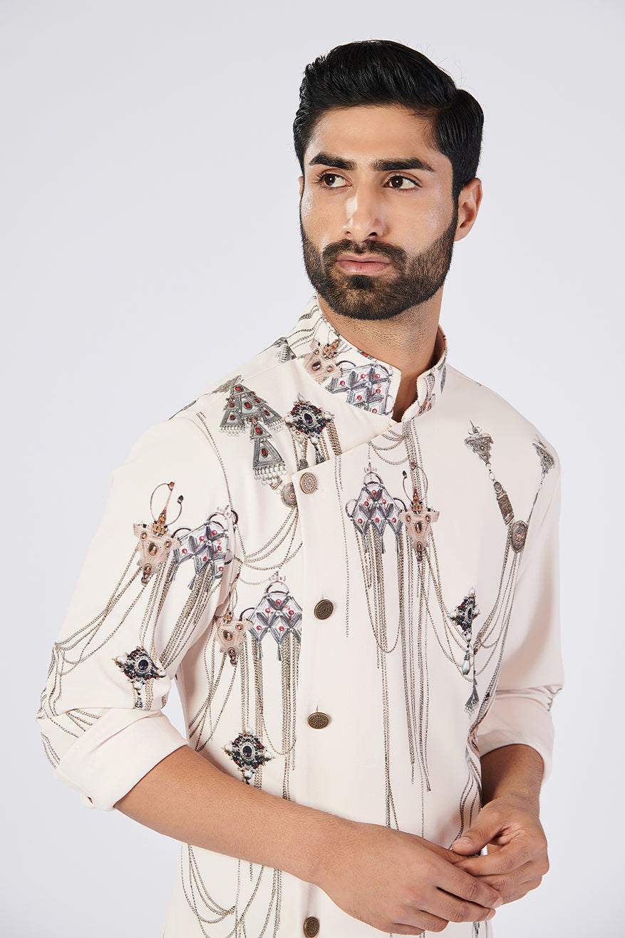 Minimalistic Printed Asymmetric Kurta