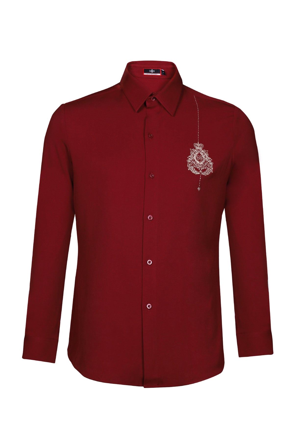 Cherry Shirt with Embroidered Crest