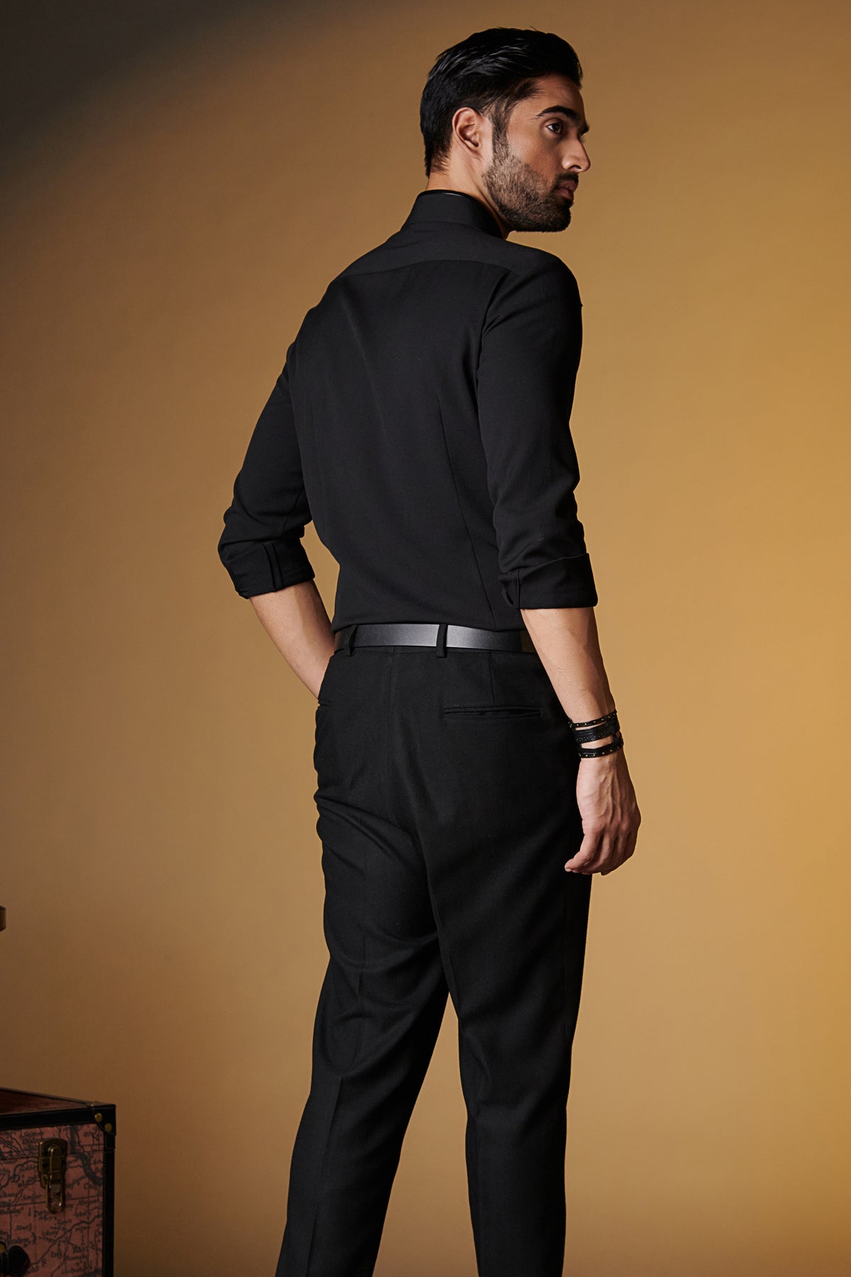 Black Shirt with Engraved Fringes