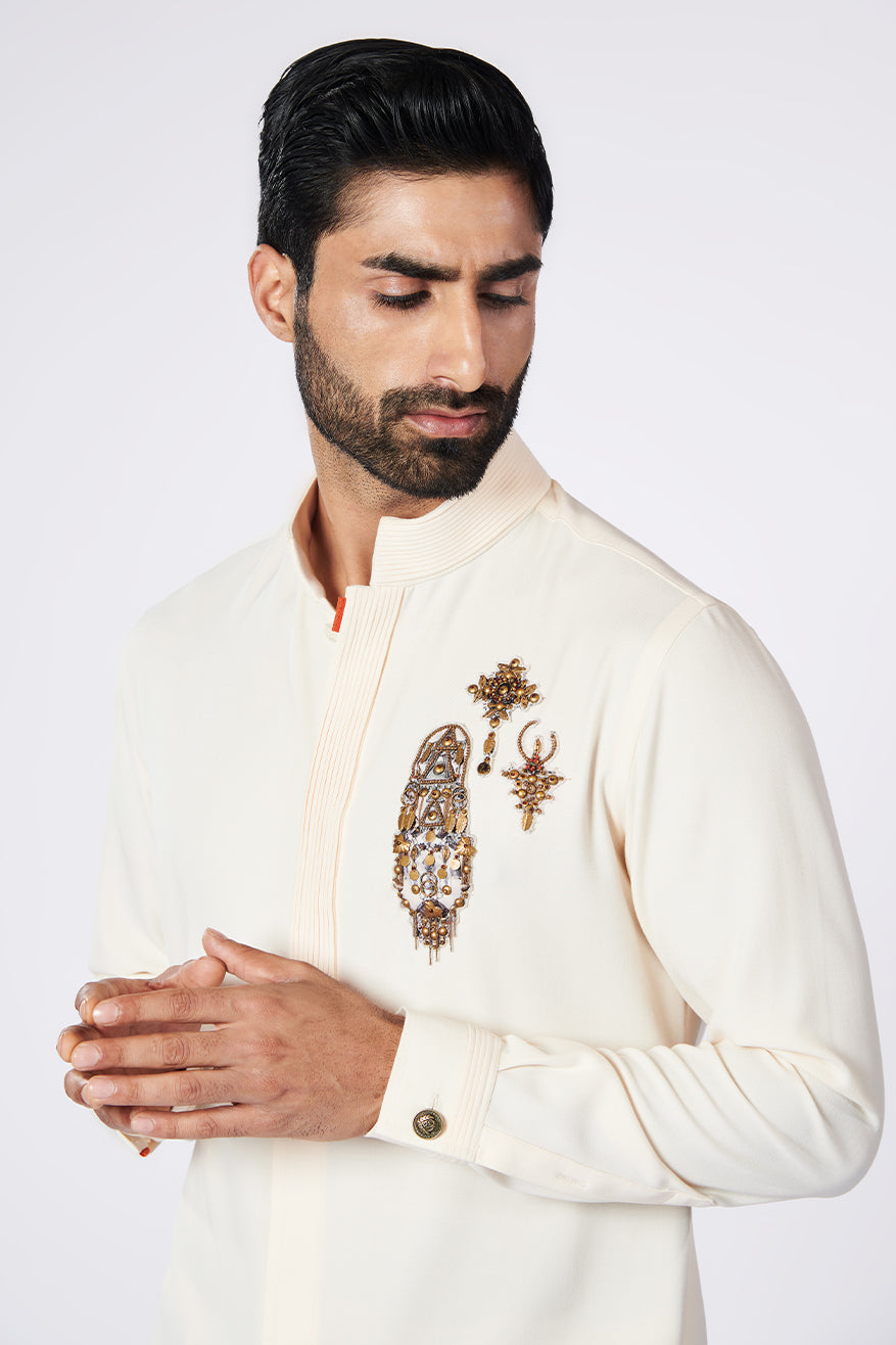 Classic Shirt with Embroidered patchwork