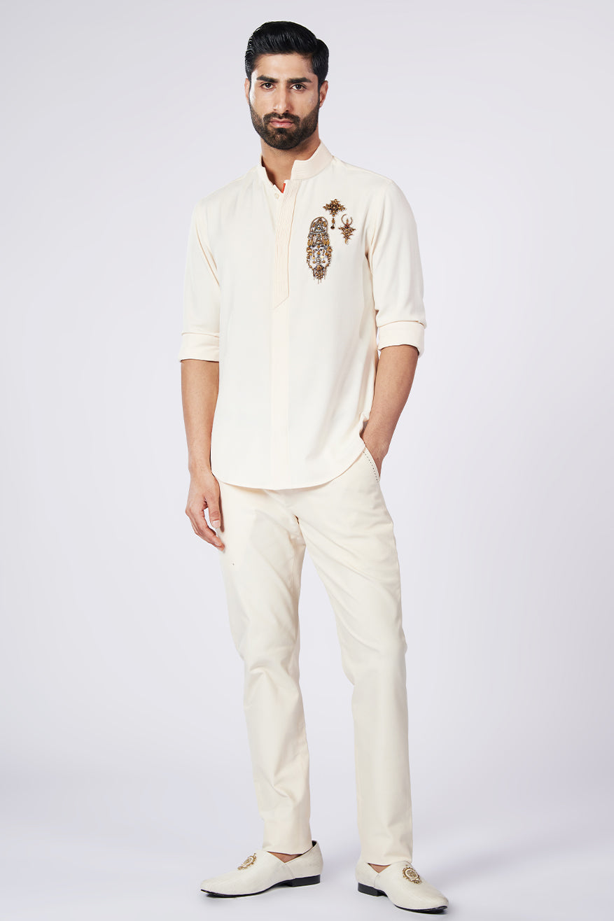Classic Shirt with Embroidered patchwork