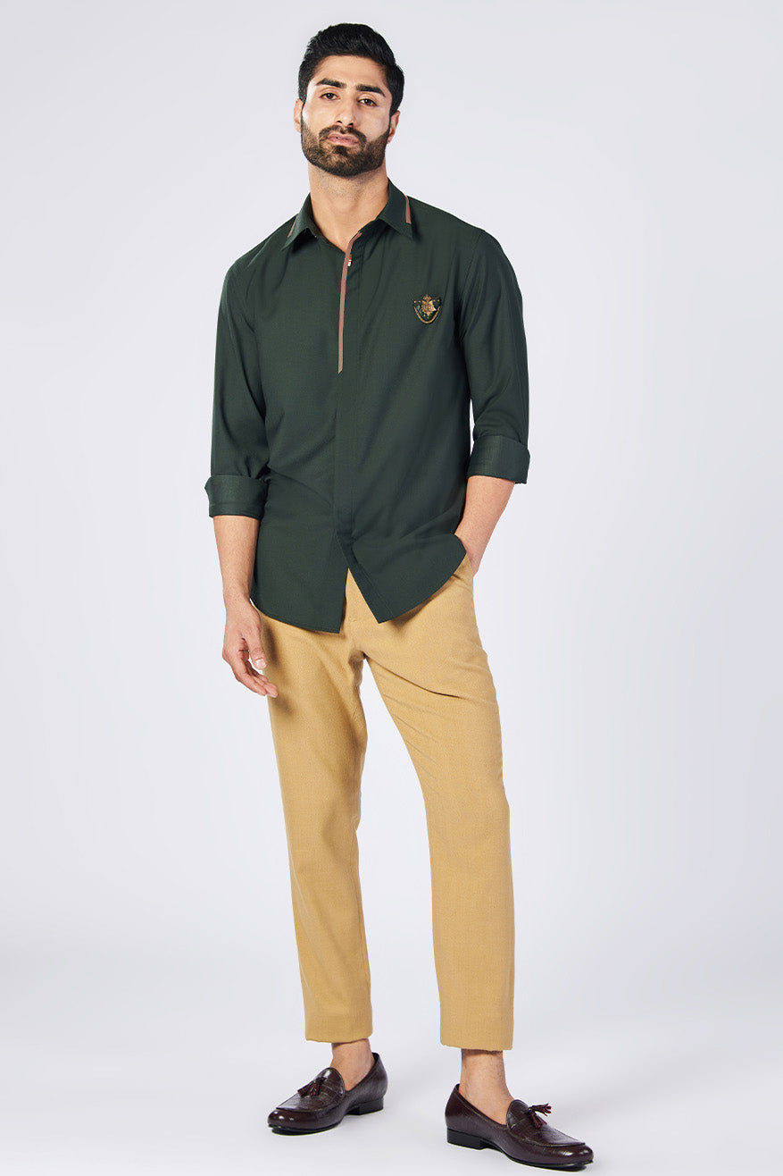 Military Shirt with Contrasting Placket