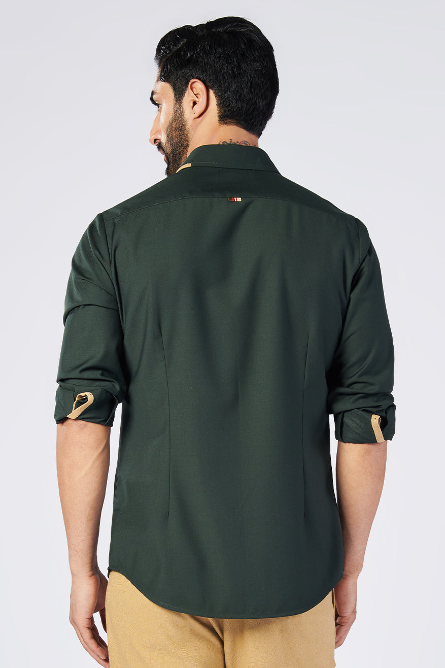 Crested Military Green Shirt