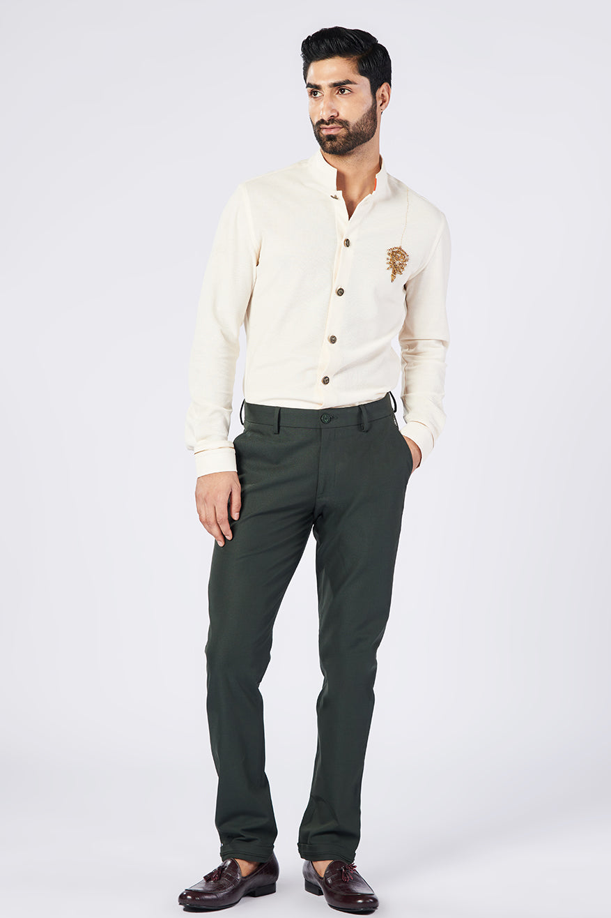 Classic Military Green Trousers with Adamas