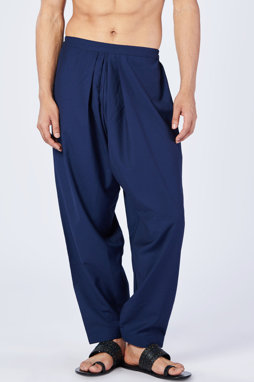 Navy Pleated Pants