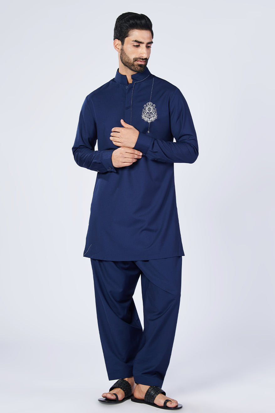 Navy Pleated Pants