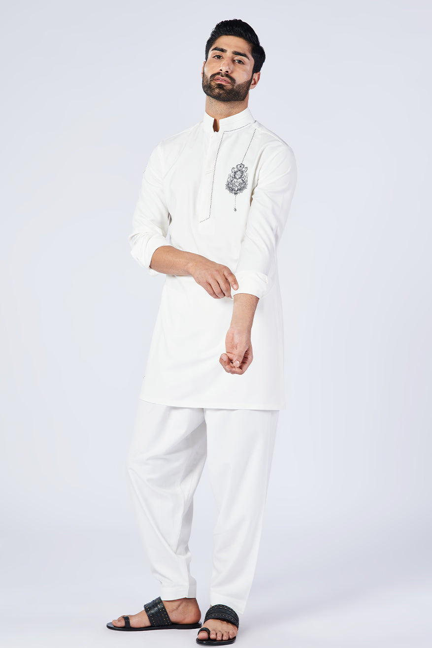 Off White Pleated Pants