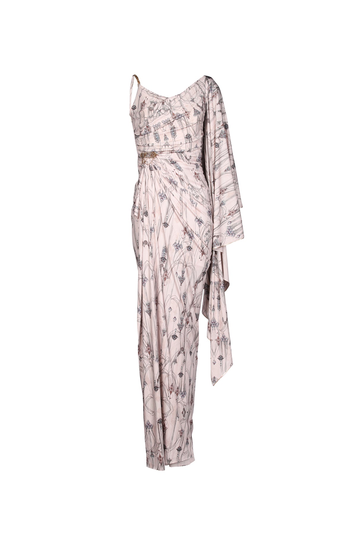 Jewel Printed Drape Saree Gown