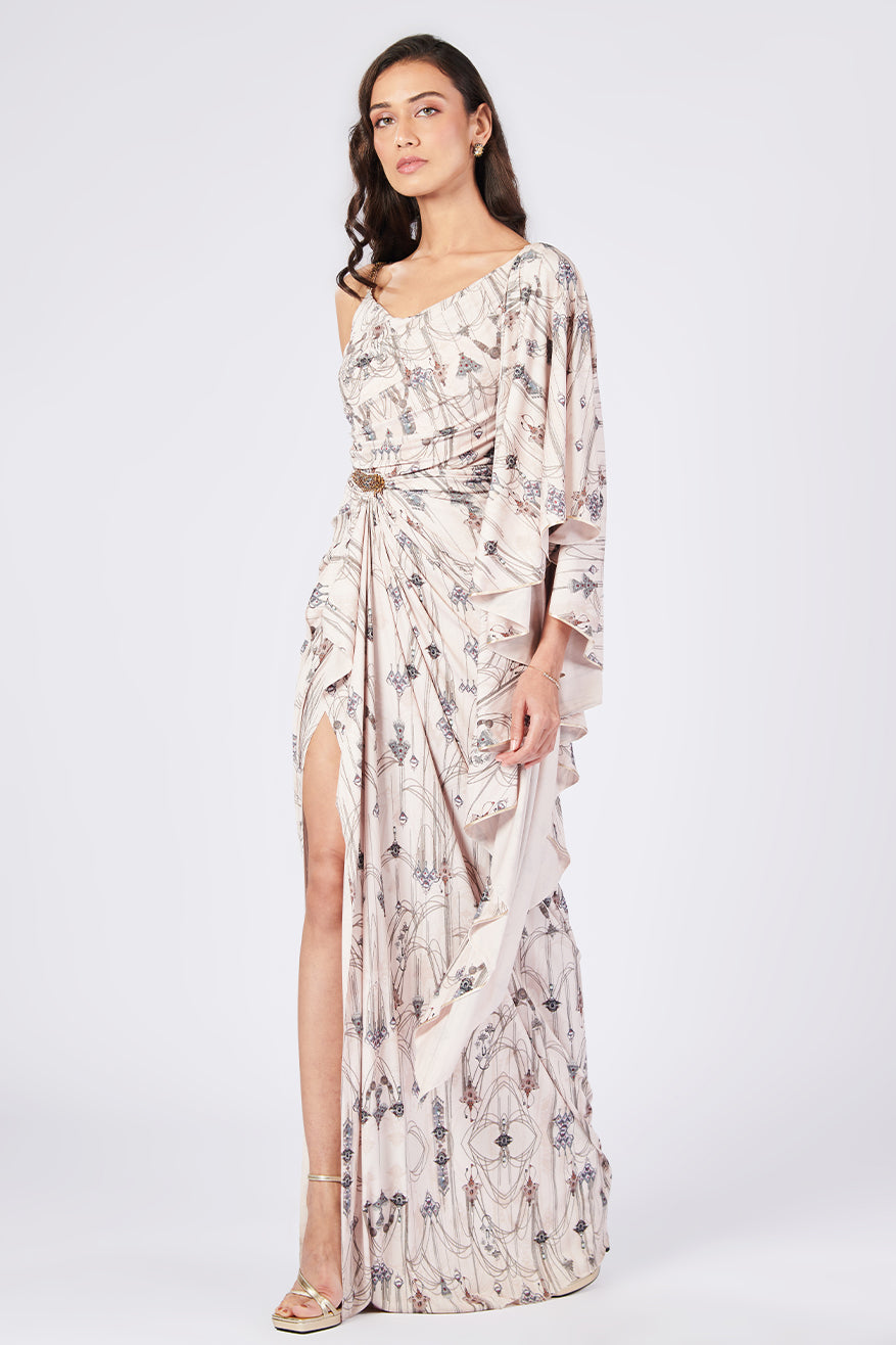 Jewel Printed Drape Saree Gown