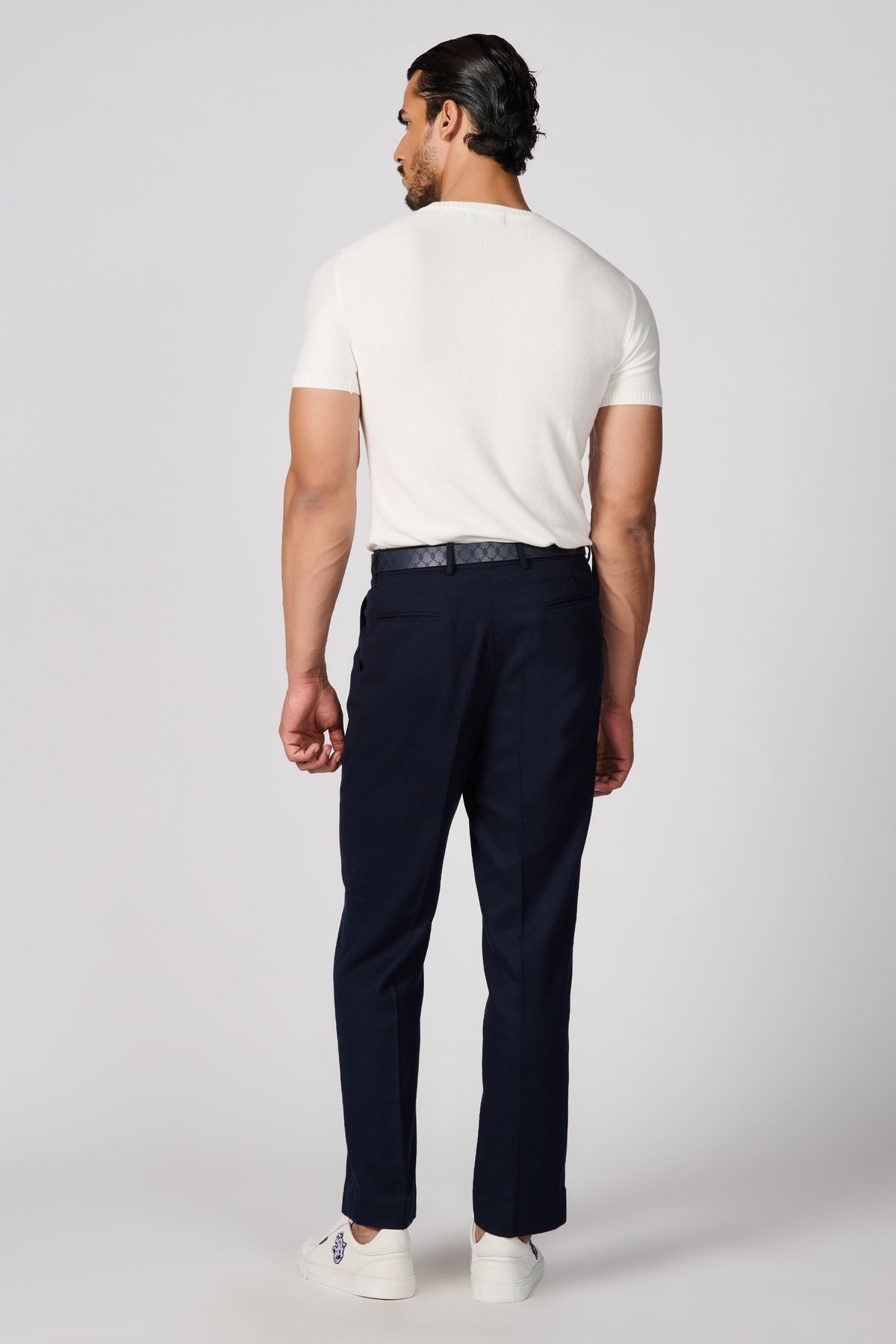 Ecru Knit T-Shirt with Crest
