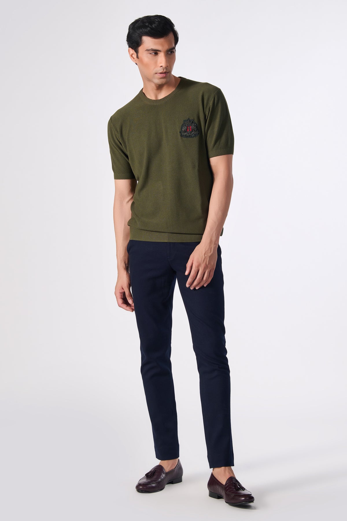 SNCC Moss Green Knit T-Shirt with Crest