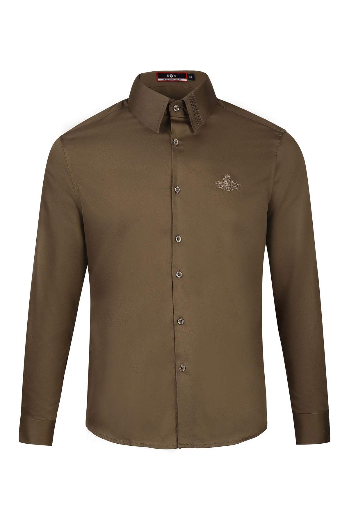 Signature Light Green Shirt with Embroidered Crest