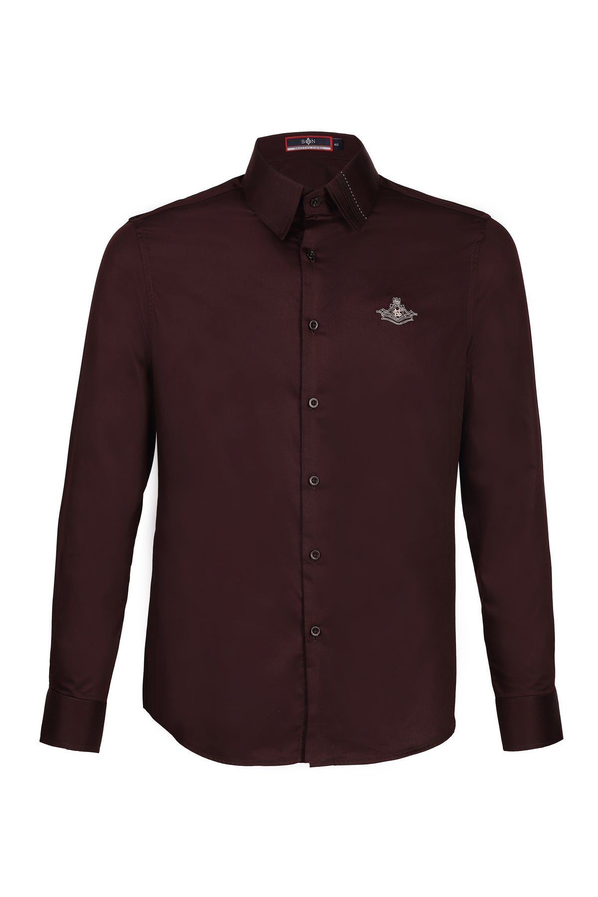 Signature Maroon Shirt with Embroidered Crest