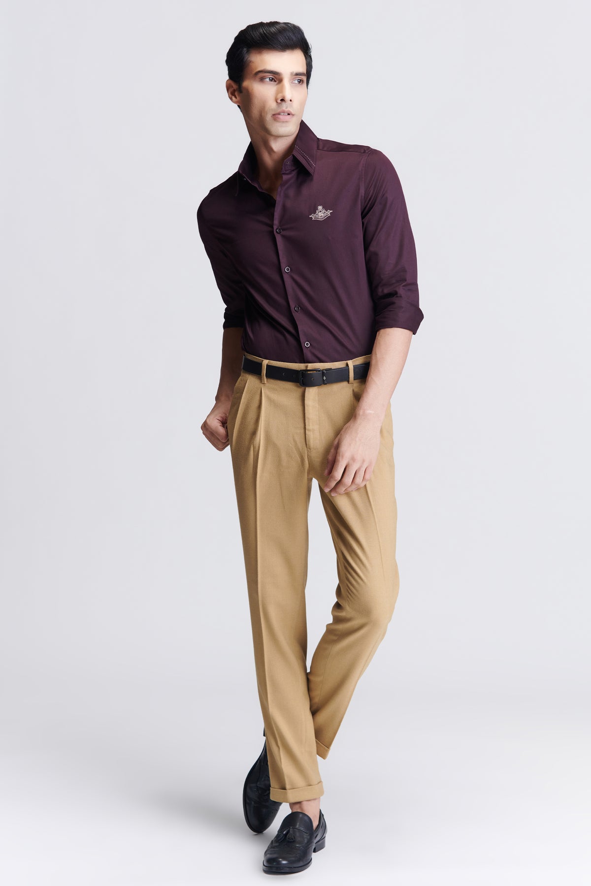 Signature Maroon Shirt with Embroidered Crest