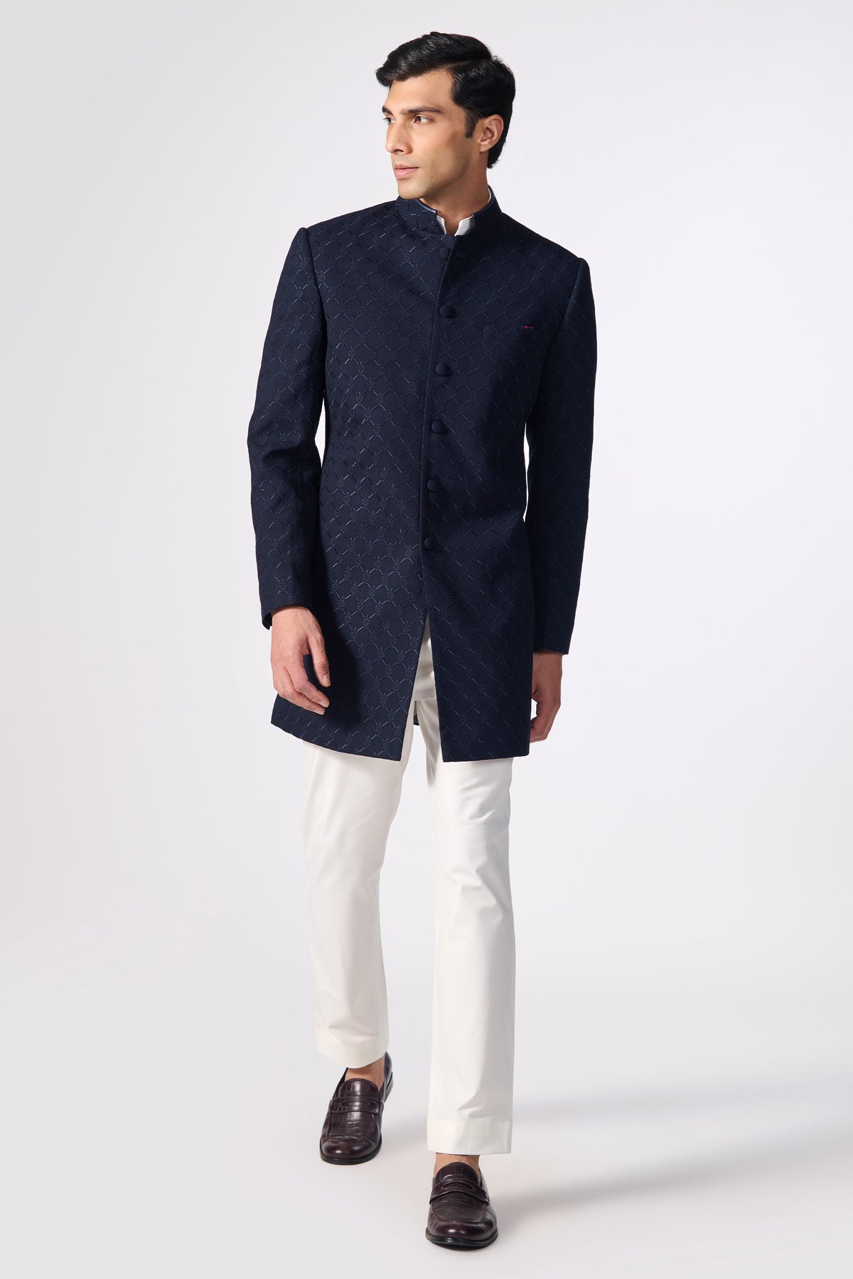Navy Adamas Embroidered Sherwani