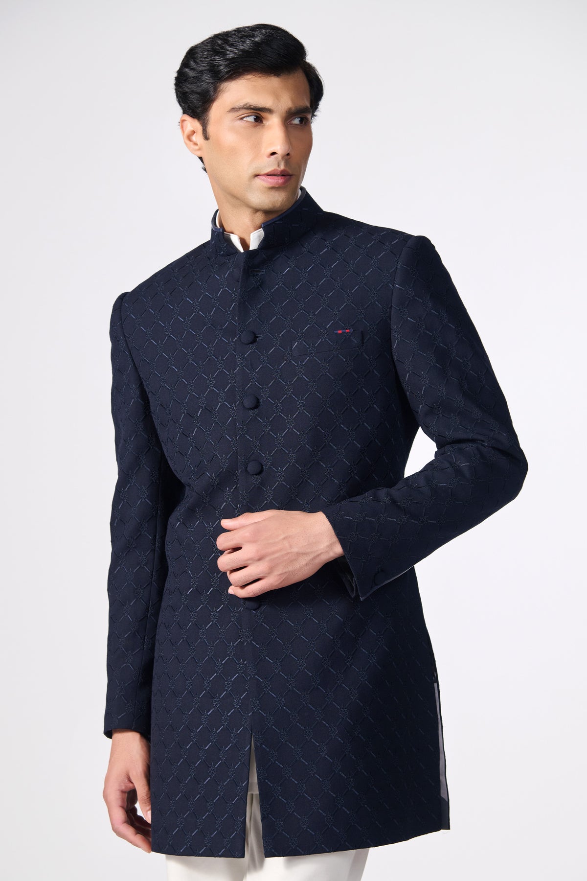 Navy Adamas Embroidered Sherwani