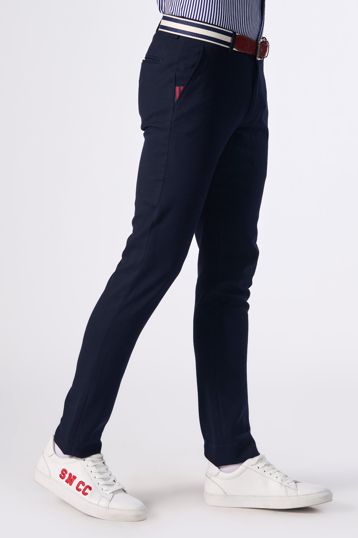 Navy Trousers with S&N Tape Detailing