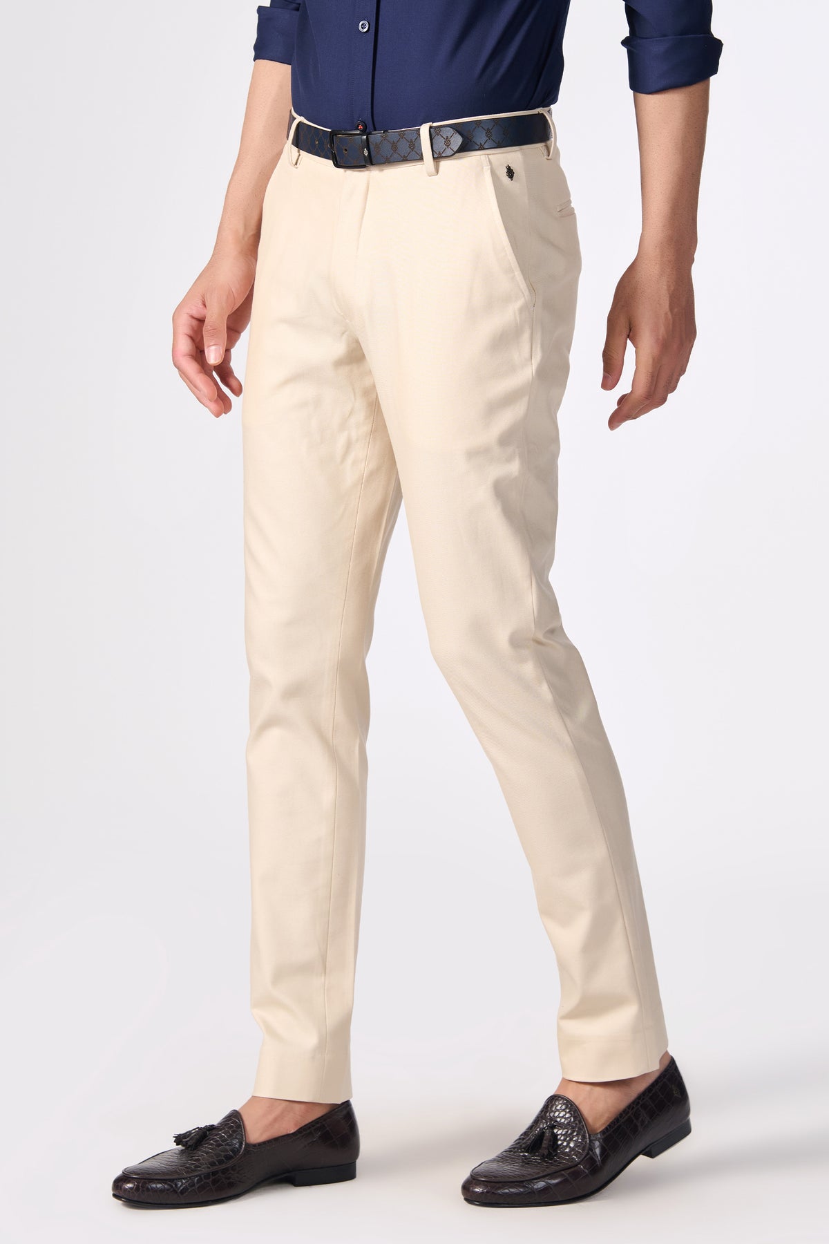 Off-White Trousers with S&N Tape Detailing