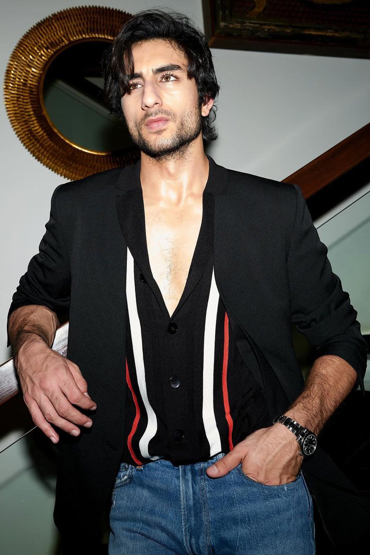 Black Striped Bowling Shirt
